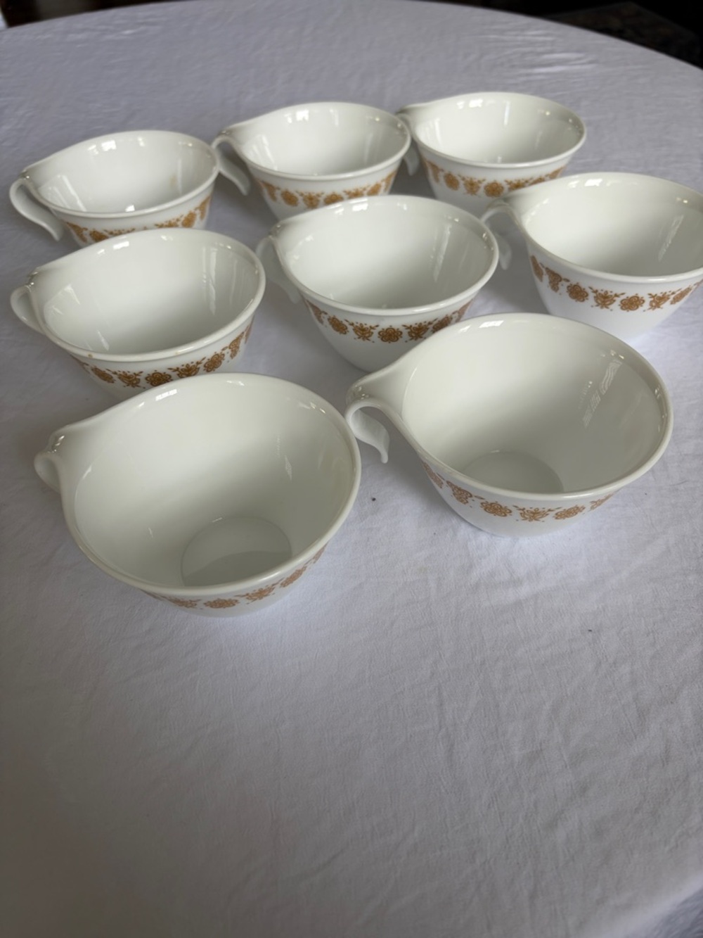 Vintage Butterfly Gold Corelle Cups - Set of 8 cups with Cream and Sugar dishes